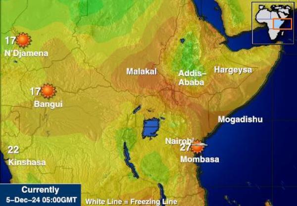 Djibouti Sääennuste lämpötila kartalla 