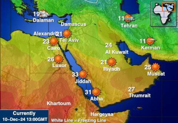 Egypti Sääennuste lämpötila kartalla 