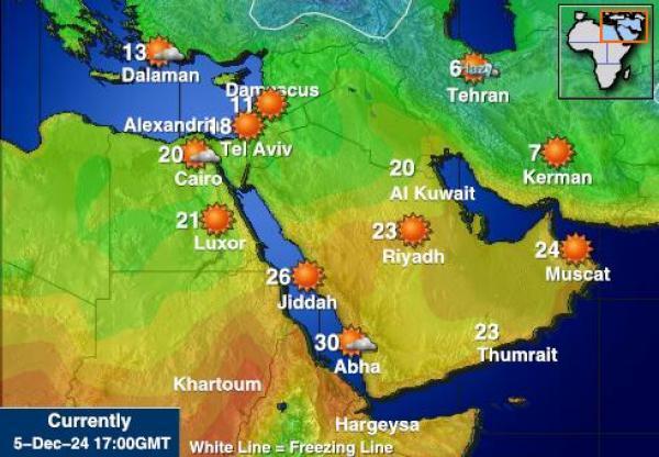 Egypti Sääennuste lämpötila kartalla 