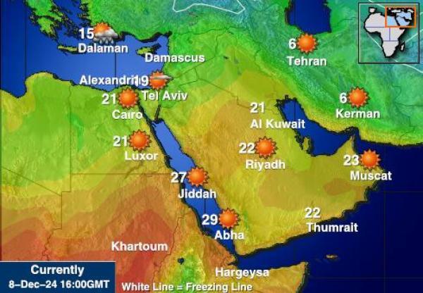 Egypti Sääennuste lämpötila kartalla 