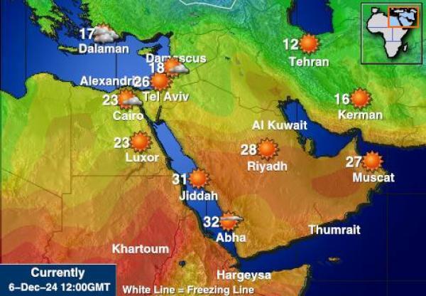 Egypti Sääennuste lämpötila kartalla 