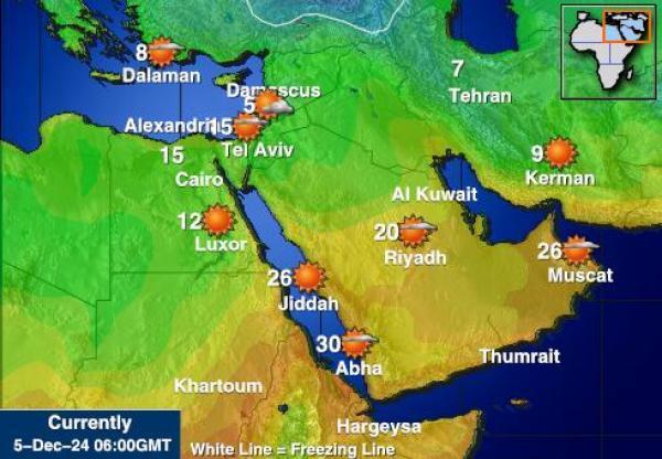 Egypti Sääennuste lämpötila kartalla 