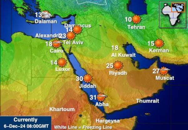 Egypti Sääennuste lämpötila kartalla 