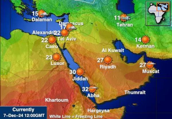 Egypti Sääennuste lämpötila kartalla 