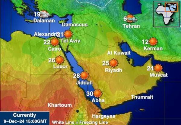 Egypti Sääennuste lämpötila kartalla 