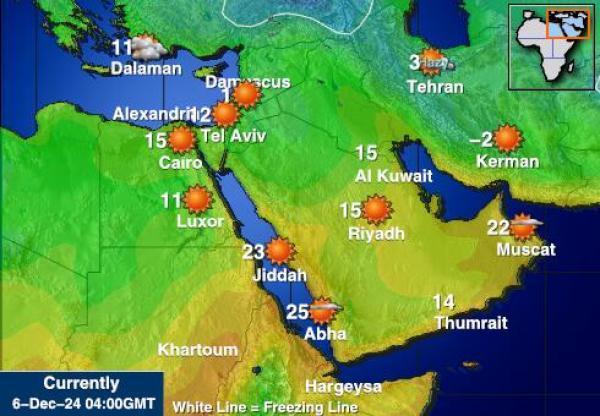 Egypti Sääennuste lämpötila kartalla 