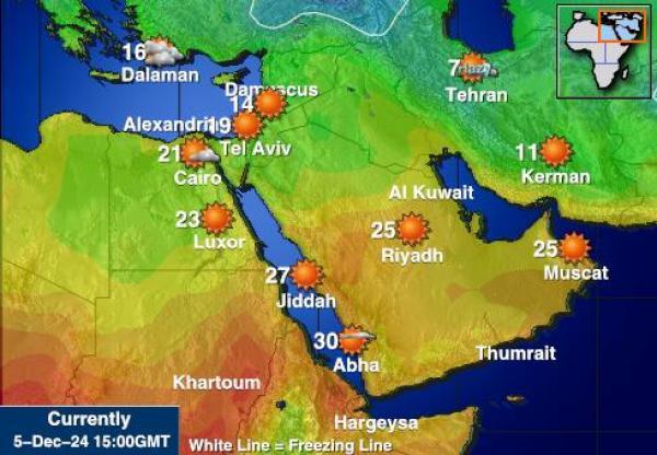 Egypti Sääennuste lämpötila kartalla 