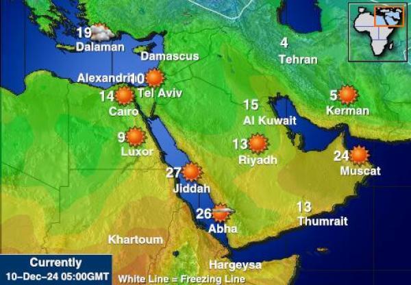 Egypti Sääennuste lämpötila kartalla 