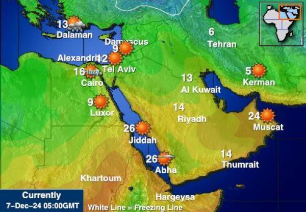 Egypti Sääennuste lämpötila kartalla 