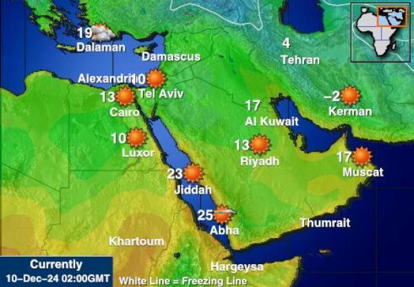 Egypti Sääennuste lämpötila kartalla 