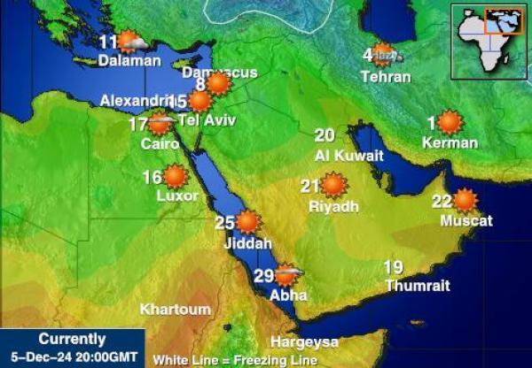 Egypti Sääennuste lämpötila kartalla 