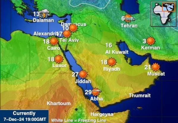 Egypti Sääennuste lämpötila kartalla 