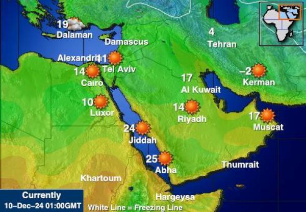 Egypti Sääennuste lämpötila kartalla 