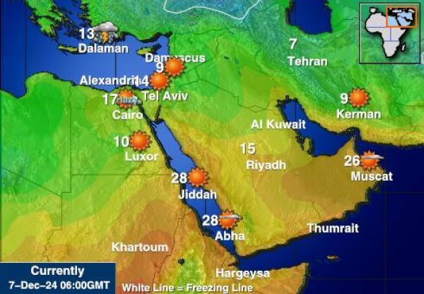 Egypti Sääennuste lämpötila kartalla 