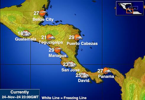 El Salvador Weersverwachting Temperatuur Kaart 