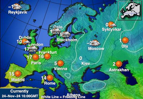 Europa Vremenska prognoza, temperatura, karta 