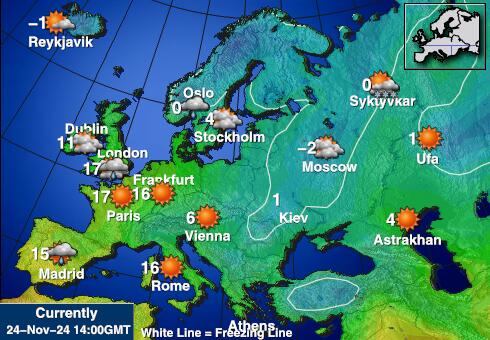 Europska Unija Vremenska prognoza, temperatura, karta 