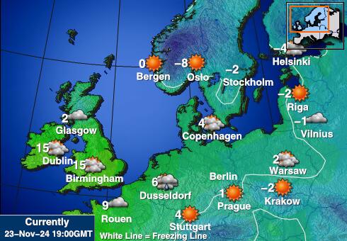 Wyspy Owcze Prognoza pogody temperaturę na mapie 