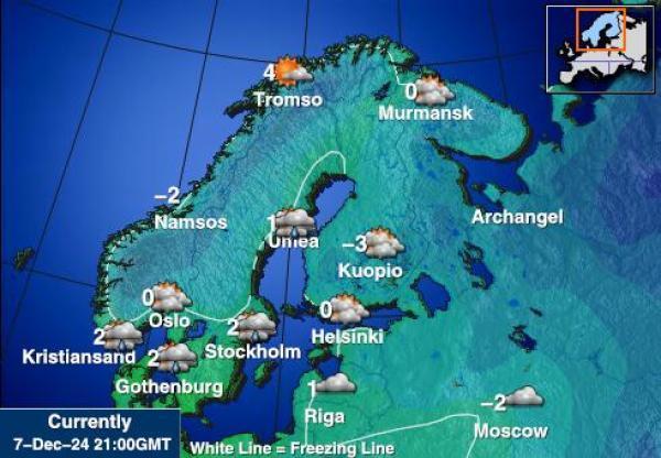 Suomi Sääennuste lämpötila kartalla 