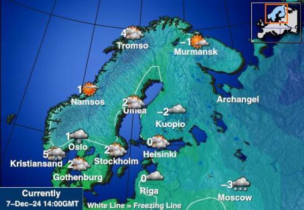 Suomi Sääennuste lämpötila kartalla 