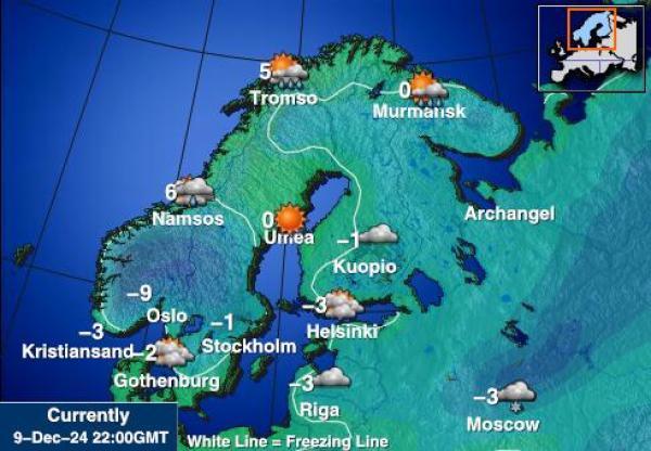 Suomi Sääennuste lämpötila kartalla 