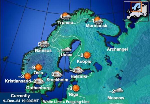 Suomi Sääennuste lämpötila kartalla 