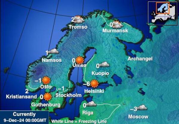 Suomi Sääennuste lämpötila kartalla 