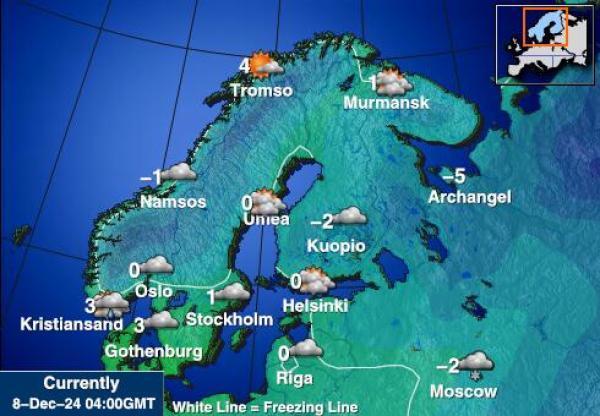 Suomi Sääennuste lämpötila kartalla 