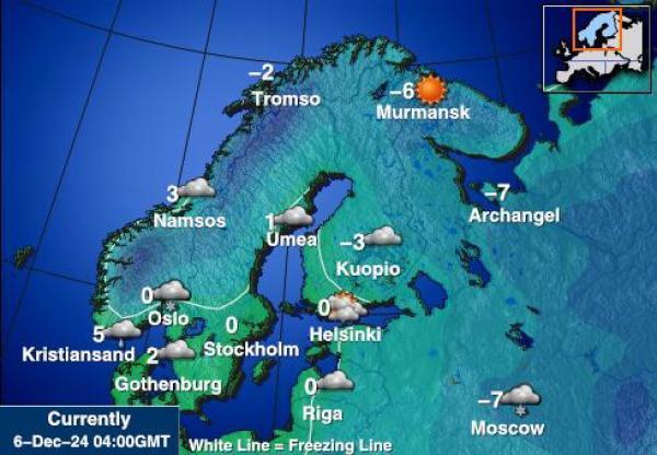 Suomi Sääennuste lämpötila kartalla 