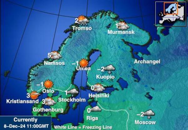 Suomi Sääennuste lämpötila kartalla 