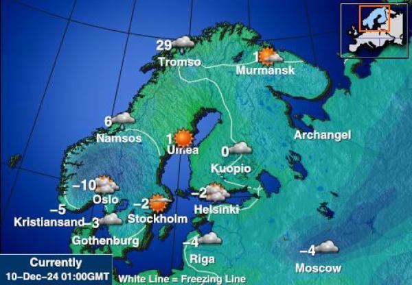 Suomi Sääennuste lämpötila kartalla 