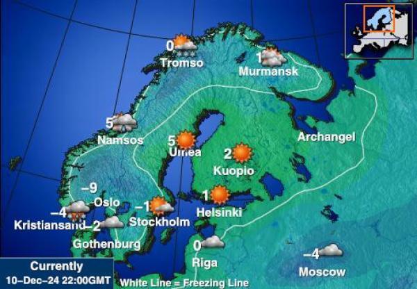 Suomi Sääennuste lämpötila kartalla 