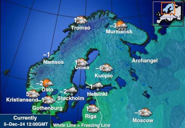 Suomi Sääennuste lämpötila kartalla 