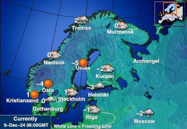 Suomi Sääennuste lämpötila kartalla 