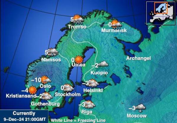 Suomi Sääennuste lämpötila kartalla 