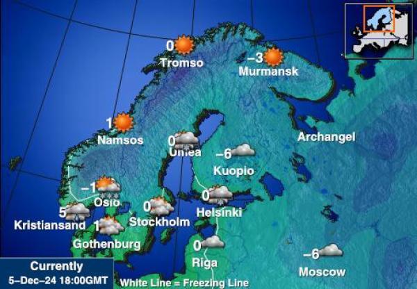 Suomi Sääennuste lämpötila kartalla 