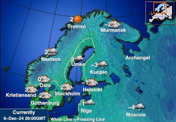 Suomi Sääennuste lämpötila kartalla 