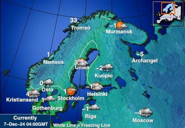 Suomi Sääennuste lämpötila kartalla 