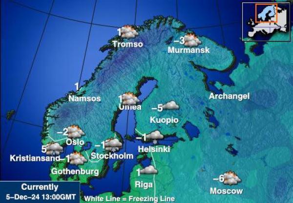 Suomi Sääennuste lämpötila kartalla 