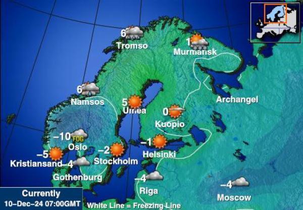 Suomi Sääennuste lämpötila kartalla 