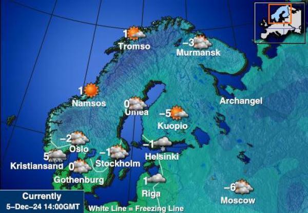 Suomi Sääennuste lämpötila kartalla 