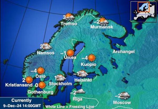 Suomi Sääennuste lämpötila kartalla 