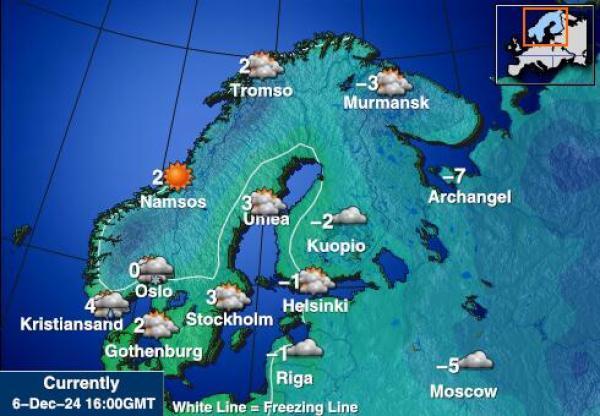 Suomi Sääennuste lämpötila kartalla 