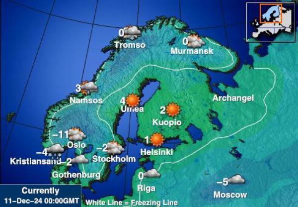 Suomi Sääennuste lämpötila kartalla 