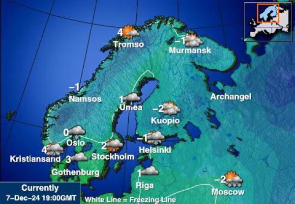 Suomi Sääennuste lämpötila kartalla 