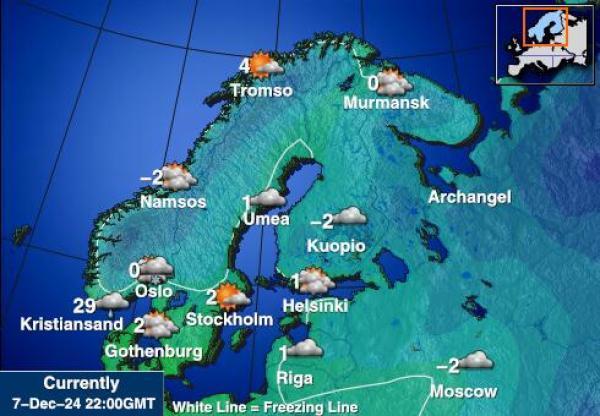 Suomi Sääennuste lämpötila kartalla 