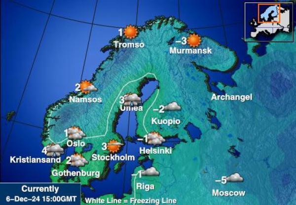 Suomi Sääennuste lämpötila kartalla 