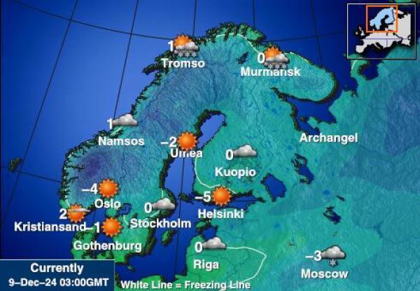 Suomi Sääennuste lämpötila kartalla 