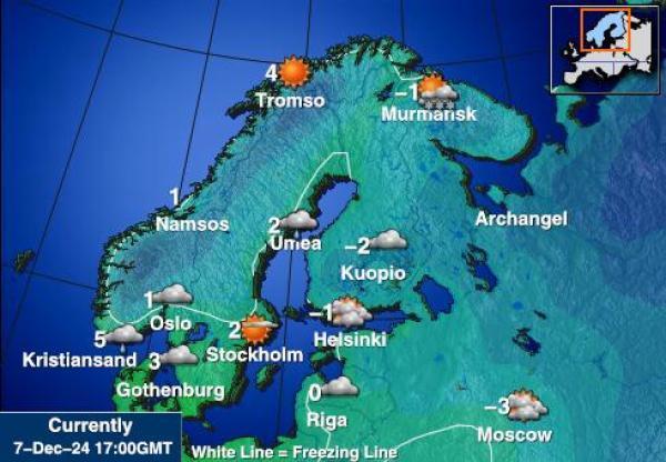 Suomi Sääennuste lämpötila kartalla 