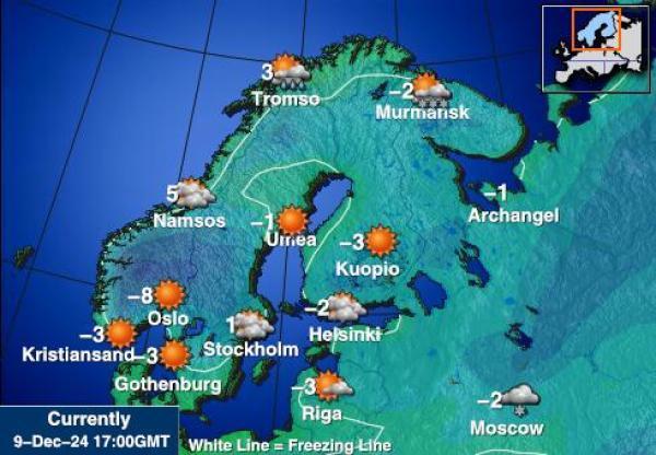 Suomi Sääennuste lämpötila kartalla 